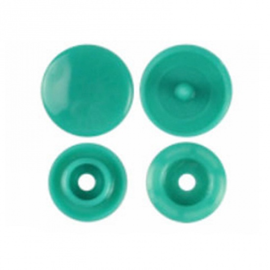 Picture of Resin Snap Fastener Buttons Round Lake Green 12mm x 6.8mm, 10 Packets