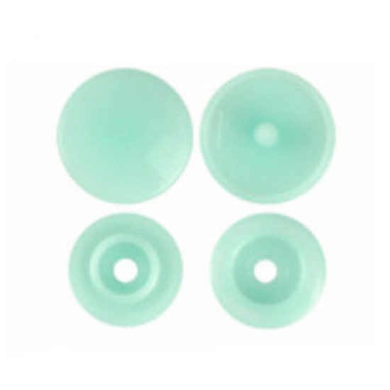 Picture of Resin Snap Fastener Buttons Round Light Green 12mm x 6.8mm, 10 Packets