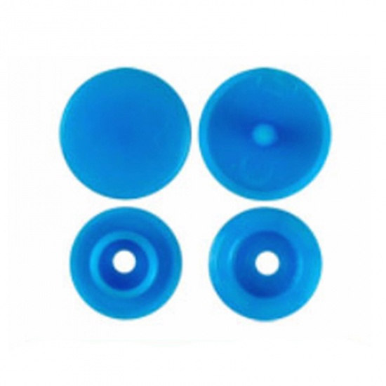 Image de Bouton Pression à Griffe en Résine Rond Bleu 12mm x 6.8mm, 10 Paquets