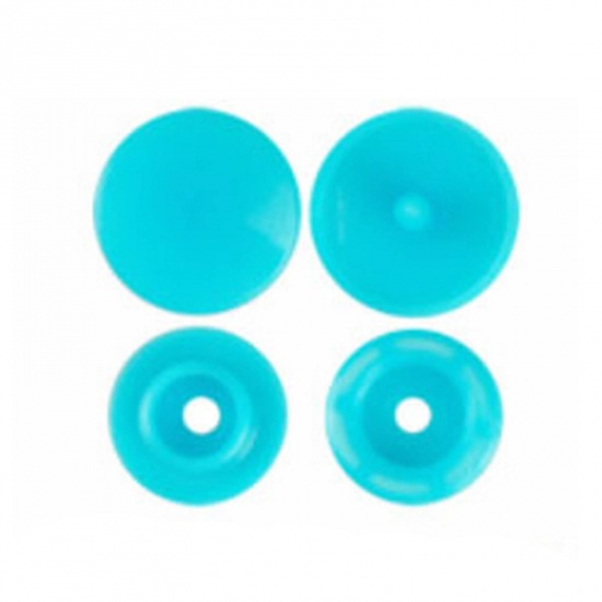 Picture of Resin Snap Fastener Buttons Round Light Blue 12mm x 6.8mm, 10 Packets