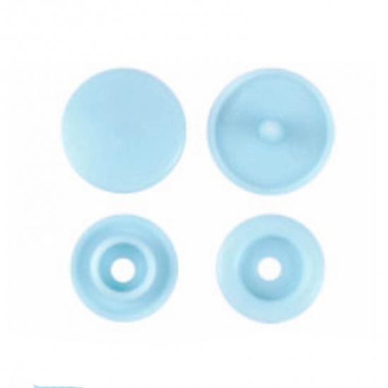 Image de Bouton Pression à Griffe en Résine Rond Bleu Clair 12mm x 6.8mm, 10 Paquets