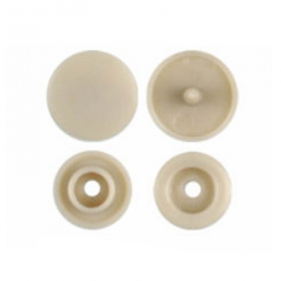 Picture of Resin Snap Fastener Buttons Round Light Tan 12mm x 6.8mm, 10 Packets