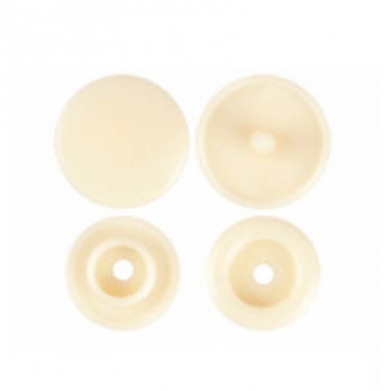 Picture of Resin Snap Fastener Buttons Round Beige 12mm x 6.8mm, 10 Packets