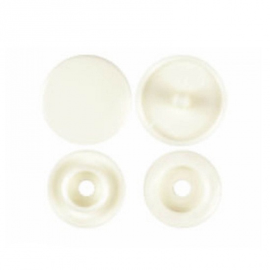 Picture of Resin Snap Fastener Buttons Round Ivory 12mm x 6.8mm, 10 Packets