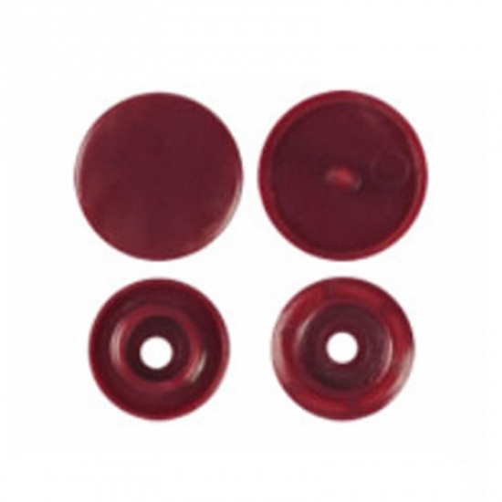 Picture of Resin Snap Fastener Buttons Round Dark Red 12mm x 6.8mm, 10 Packets