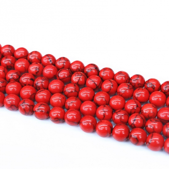 Picture of Turquoise ( Synthetic ) Beads Round Red About 4mm Dia, Hole: Approx 1mm, 1 Strand