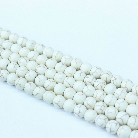 Picture of Turquoise ( Synthetic ) Beads Round White About 4mm Dia, Hole: Approx 1mm, 1 Strand