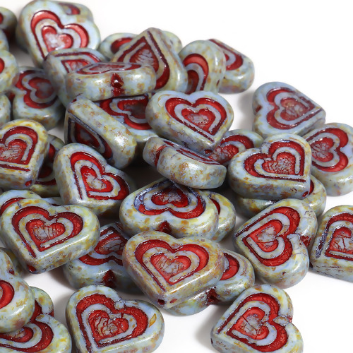 Picture of Glass Valentine's Day Czech Beads Dark Red Heart 17mm x 14mm, Hole: Approx 1mm, 2 PCs
