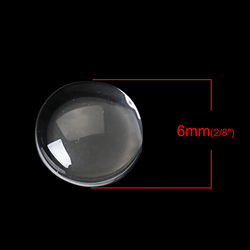 Picture of Transparent Glass Dome Seals Cabochon Round Flatback Clear 6mm( 2/8") Dia, 50 PCs