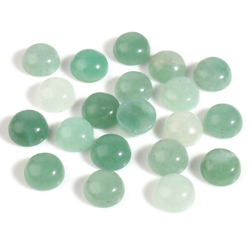 Picture of Stone ( Natural ) Dome Seals Cabochon Round Green 6mm Dia., 5 PCs
