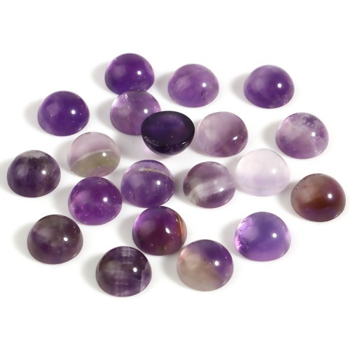 Picture of Amethyst ( Natural ) Dome Seals Cabochon Round Purple 8mm Dia., 5 PCs