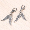 Picture of Zinc Based Alloy Clip On Charms For Vintage Charm Bracelets Angel Wing Antique Silver 31mm(1 2/8") x 7mm( 2/8"), 10 PCs