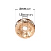 Imagen de Latón Lavadora Cuentas del Espaciador Ronda Oro Rosa Transparente Rhinestone Aprox 8mm Diámetro, Agujero: acerca de 1.8mm, 50 Unidades                                                                                                                        