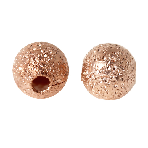 Picture of Brass Spacer Beads Round Rose Gold Sparkledust About 4mm( 1/8") Dia, Hole: Approx 1.2mm, 100 PCs                                                                                                                                                              