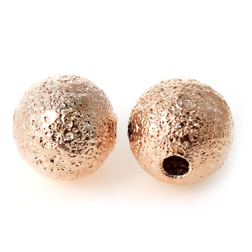 Picture of Brass Spacer Beads Round Rose Gold Sparkledust About 6mm( 2/8") Dia, Hole: Approx 1.5mm, 100 PCs