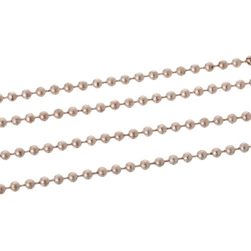 Immagine di Ottone Catena Flessibile a Pallini Accessori Rose Gold 2mm Dia, 5 M