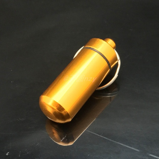 Bild von Aluminiumlegierung Schlüsselkette & Schlüsselring Golden Pille 6.7cm, 1 Stück