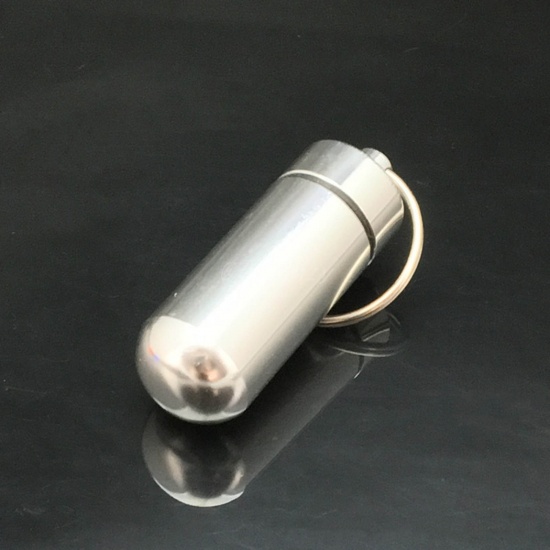 Bild von Aluminiumlegierung Schlüsselkette & Schlüsselring Silbrig Pille 6.7cm, 1 Stück