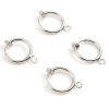 Image de Boucles d'Oreilles Clips Non Perçantes en Laiton Plaqué Platine Véritable Rond avec Boucle 17mm x 13mm, 2 Pcs