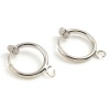 Image de Boucles d'Oreilles Clips Non Perçantes en Laiton Plaqué Platine Véritable Rond avec Boucle 17mm x 13mm, 2 Pcs