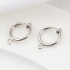 Image de Boucles d'Oreilles Clips Non Perçantes en Laiton Plaqué Platine Véritable Rond avec Boucle 17mm x 13mm, 2 Pcs