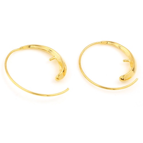 Picture of Brass Hoop Earrings 18K Real Gold Plated Round 18mm x 3mm, Post/ Wire Size: (21 gauge), 2 PCs                                                                                                                                                                 