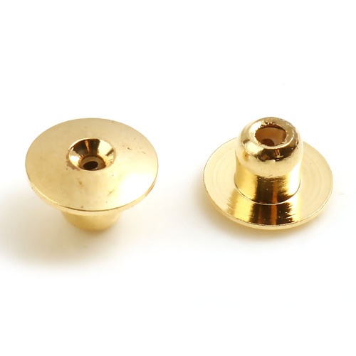 Image de Embout de Boucles d'Oreilles en Laiton Plaqué Or Véritable 18K Rond 6.5mm Dia., 10 Pcs