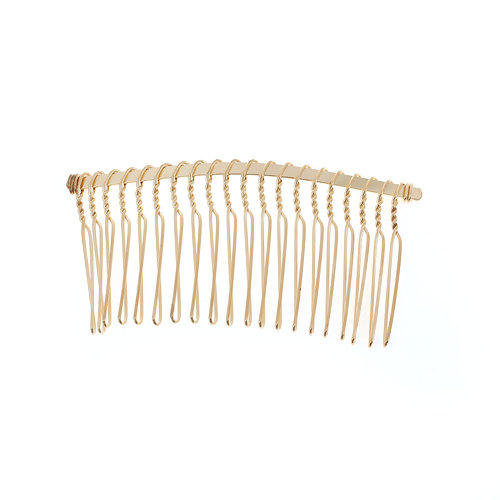 Picture of Iron Based Alloy Hair Clips Comb Shape Gold Plated 7.8cm x3.8cm - 7.5cm x3.8cm, 10 PCs