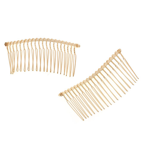 Picture of Iron Based Alloy Hair Clips Comb Shape Gold Plated 7.8cm x3.8cm - 7.5cm x3.8cm, 10 PCs