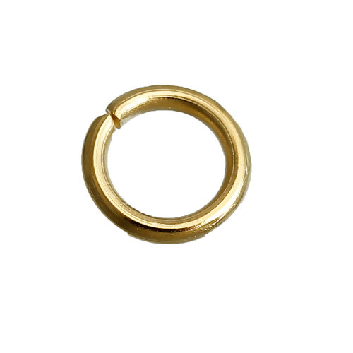 Picture of Stainless Steel Open Jump Rings Findings Round Gold Plated 5mm( 2/8") Dia, 50 PCs