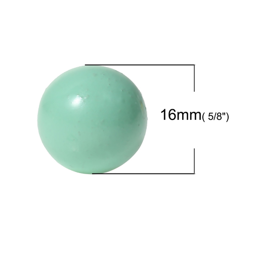 Picture of Copper Harmony Chime Ball Fit Mexican Angel Caller Bola Wish Box Pendants (No Hole) Round Mint Green Painting About 16mm( 5/8") Dia, 1 Piece