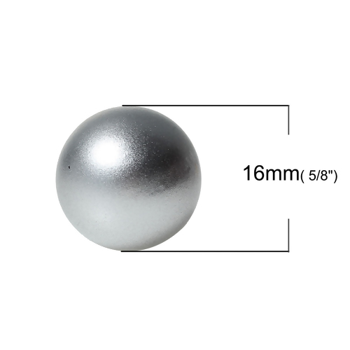 Picture of Copper Harmony Chime Ball Fit Mexican Angel Caller Bola Wish Box Pendants (No Hole) Round Silvery White Painting About 16mm( 5/8") Dia, 1 Piece