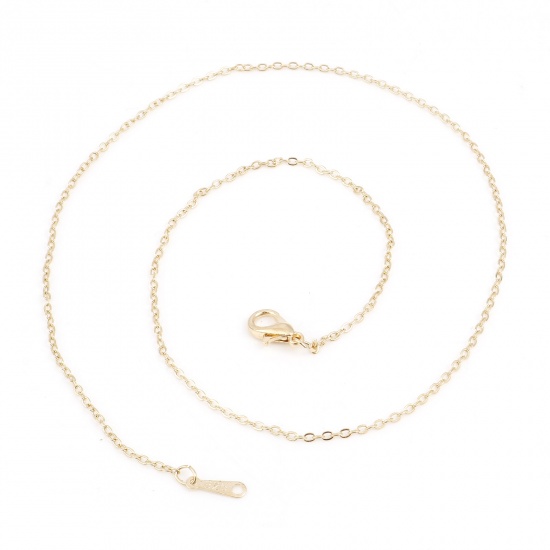 Picture of Brass & Iron Based Alloy Link Cable Chain Necklace Oval Gold Plated 42cm(16 4/8") long, 1 Piece                                                                                                                                                               