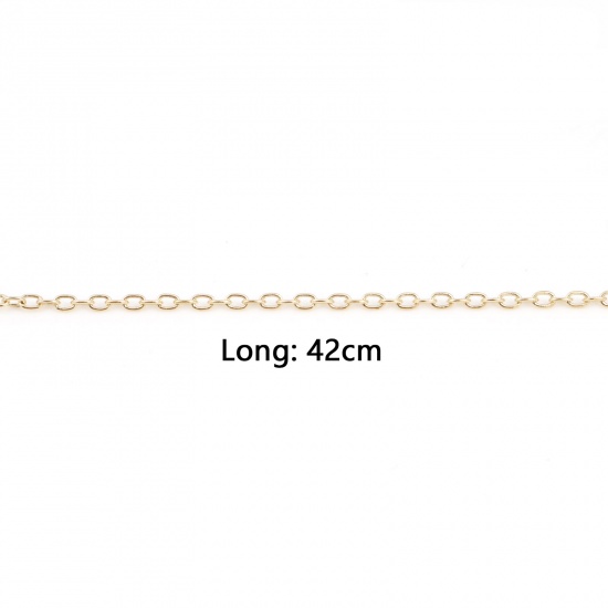 Picture of Brass & Iron Based Alloy Link Cable Chain Necklace Oval Gold Plated 42cm(16 4/8") long, 1 Piece                                                                                                                                                               
