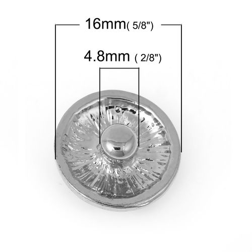 Image de 16mm Bouton Pression en Alliage de Zinc Rond Argent Mat Vert & Rose Foncé Émail Géométrique pour Support Bracelet, Taille de Poignée: 4.8mm, 1 Pièce