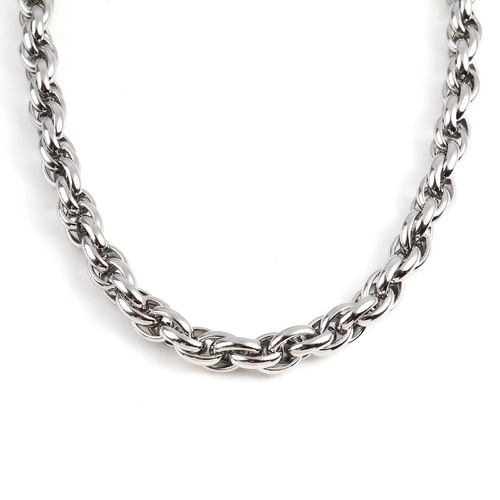 Picture of 201 Stainless Steel Braided Rope Chain Necklace Silver Tone 55.5cm(21 7/8") - 54.5cm(21 4/8") long, 1 Piece