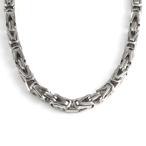 Picture of 201 Stainless Steel Link Chain Necklace Rhombus Silver Tone 55.5cm(21 7/8") - 54.5cm(21 4/8") long, 1 Piece