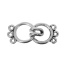 Picture of Zinc Based Alloy Hook Clasps Circle Ring Antique Silver 3 Holes 15mm x11mm 14mm x11mm, 10 Sets