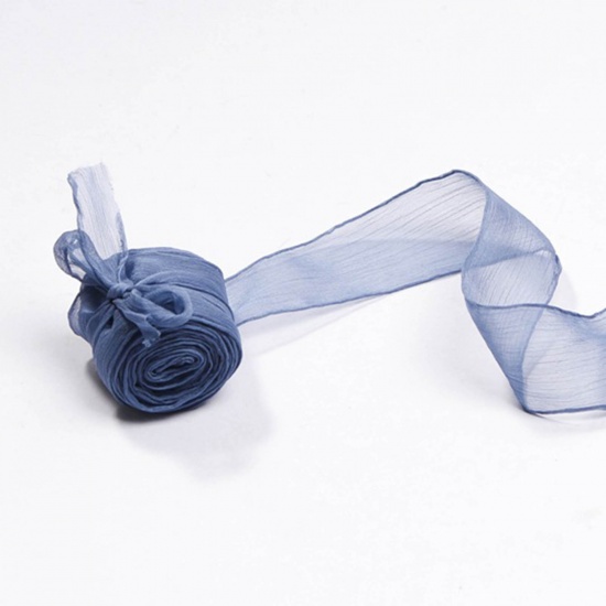Picture of Polyester Satin Ribbon Blue Bowknot 3.8cm, 1 Roll (Approx 5 Yards/Roll)