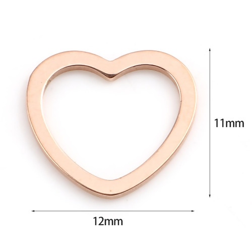 Immagine di Acciaio Inossidabile San Valentino Connettore Cuore Oro Rosa 12mm x 11mm, 10 Pz