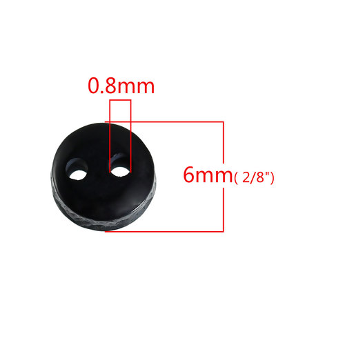 Picture of Resin Sewing Scrapbooking Buttons Round Black 2 Holes 6mm( 2/8") Dia, 200 PCs