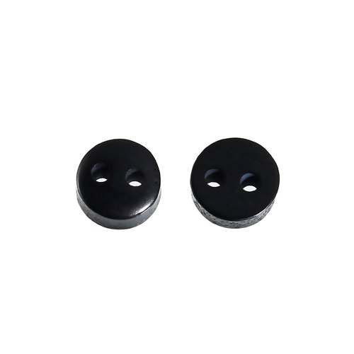 Picture of Resin Sewing Scrapbooking Buttons Round Black 2 Holes 6mm( 2/8") Dia, 200 PCs