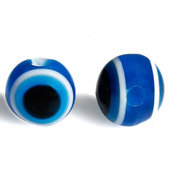 Imagen de Cuentas Chicle Espaciador Resina Ronda Azul Oscuro Suerte Mal de ojo 4mm-5mm Diámetro, Agujero: acerca de 0.8mm, 100 Unidades