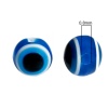 Immagine di Resina Separatori Perline Tondo Blu Scuro Malocchio Disegno Circa 5mm-4mm Dia, Foro: Circa 0.8mm, 100 Pz