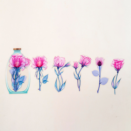 Immagine di Pink - 2# Beautiful Flower PET DIY Scrapbook Stickers Stationery Supplies 15x10cm, 1 Set