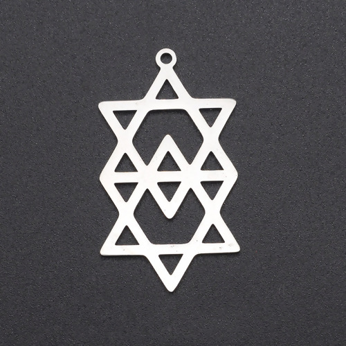 Picture of Stainless Steel Galaxy Pendants Star Of David Hexagram Silver Tone 3.5cm x 2cm, 1 Piece