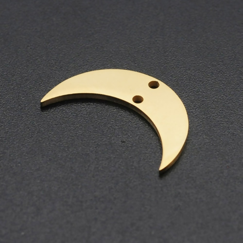Picture of Stainless Steel Galaxy Charms Half Moon Gold Plated 20mm x 12mm, 1 Piece