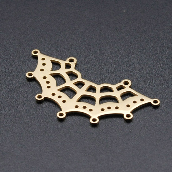 Picture of Stainless Steel Pendants Halloween Cobweb Gold Plated 40mm x 21mm, 1 Piece