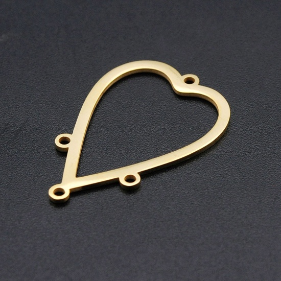 Picture of Stainless Steel Pendants Heart Gold Plated 32mm x 22mm, 1 Piece