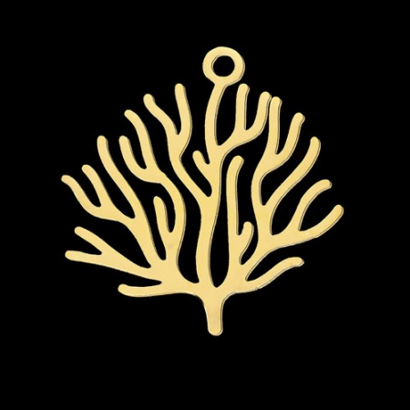 Picture of Stainless Steel Ocean Jewelry Charms Coral Gold Plated 23mm x 22mm, 1 Piece